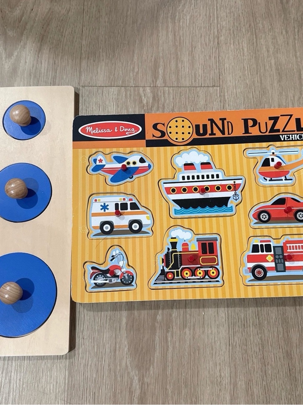 Melissa & Doug Vehicles Sound Puzzle and Montessori Circle Shape Puzzle First Sh